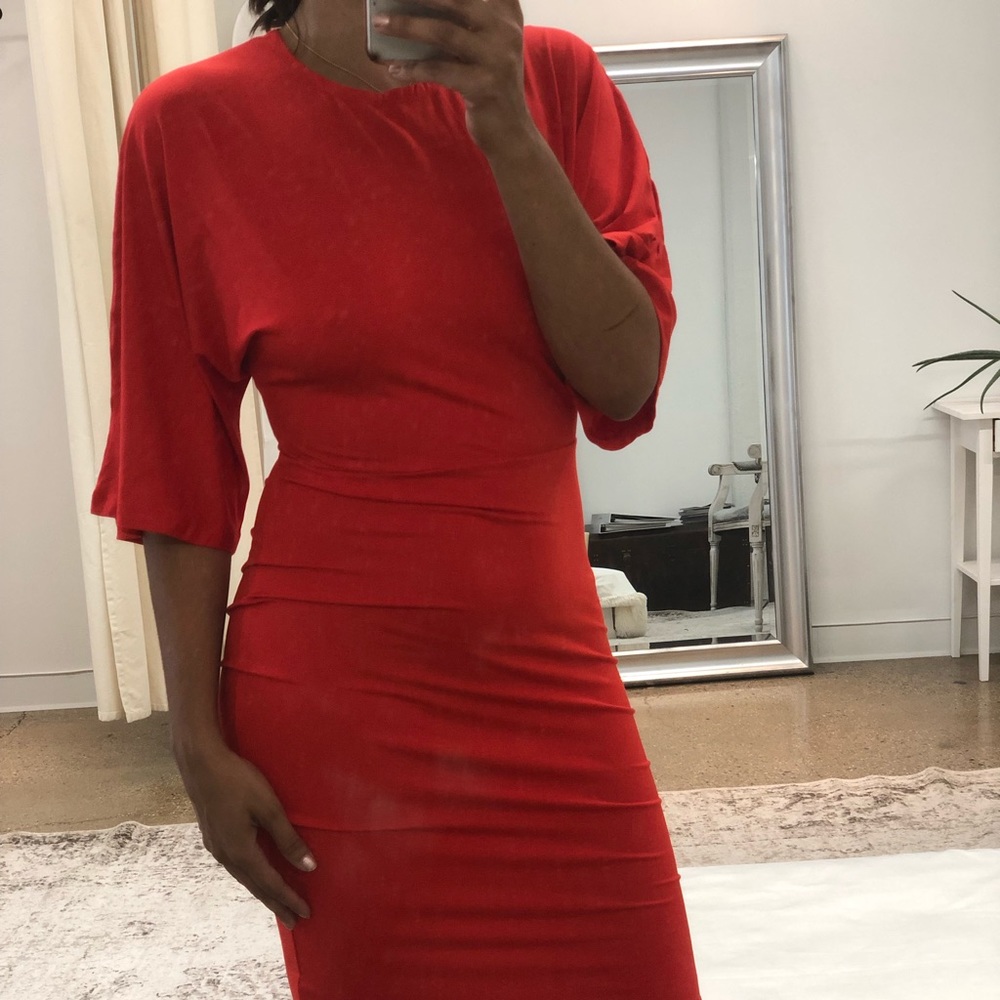 ASOS Coral/Red Midi dress